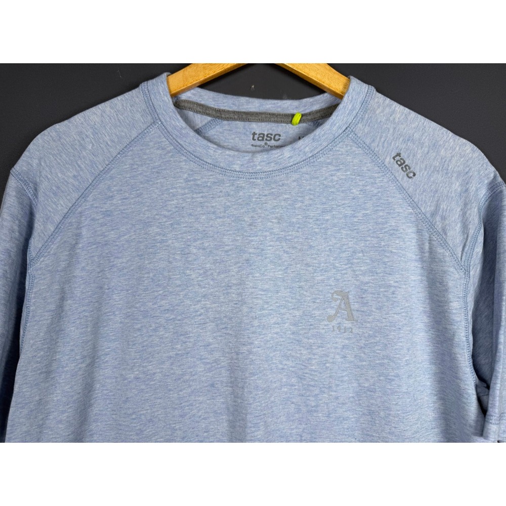 Tasc Performance Mens Medium BamCo Bamboo Cotton T-Shirt Light Blue Heather